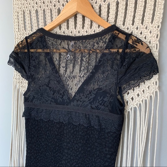 Free People Black Lace Envy Bodycon Mini Dress - Picture 12 of 16